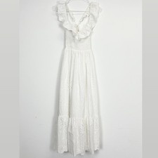 ASTR The Label Cottage Dress Womens Small White Eyelet Cotton Stretch Smocked