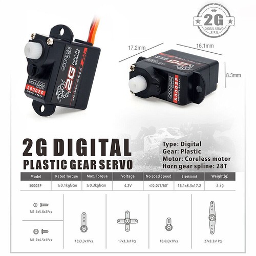 Surpass Hobby RC Servo 2g 3,7g 4,3g 6g 8g Micro Servo für 1/24 RC Auto Flugzeug - Picture 11 of 14