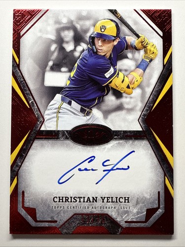 2025 Topps Tier One Talent Auto Christian Yelich TOTA-CY Red /15 - Bild 1 von 2
