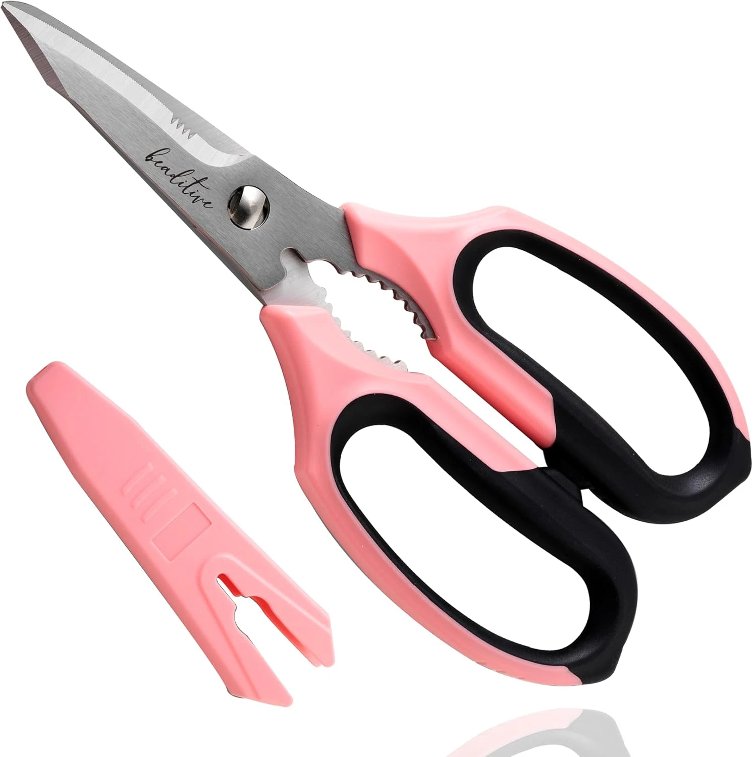 Multi-Purpose 8" Kitchen Shears - Detachable, Serrated Blades, Japanese Stainles