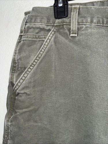 Pantalones de carpintero forrados de franela Carhartt de colección para hombre talla 36x34 B111 MOS de lona verde - Imagen 7 de 12