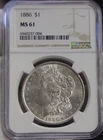 1886  US Morgan Silver Dollar $1 NGC MS61