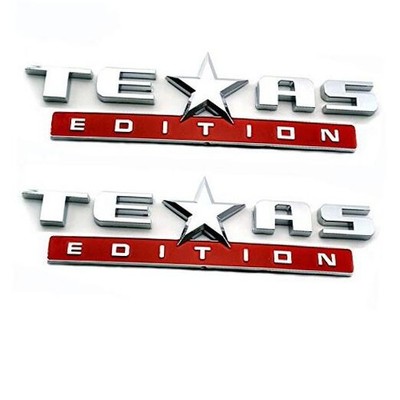 1PC Texas Edition Emblem Silver&Black/Silver&Red/All Silver & Red 2count