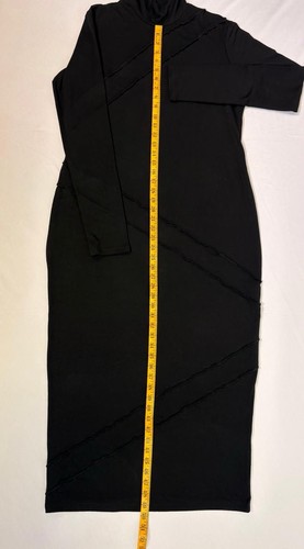 Marcella NYC Malcolm Kleid XL Maxi schwarz Rüschen Naht Rollkragen bescheiden Stretch - Bild 17 von 22