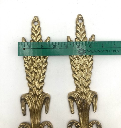 Messing Wandleuchter Kerzenhalter Vintage Paar Weizen Stiel Schleife Blume 14 x 3 für Kegel - Bild 17 von 22
