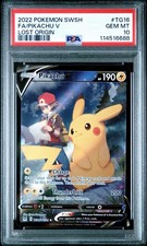 2022 Pokemon Sword & Shield Lost Origin Pikachu V #TG16 Full Art PSA 10
