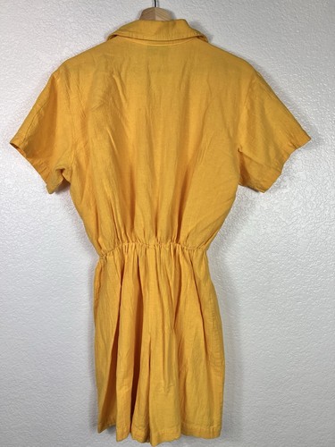 Willow Ridge VTG Romper Short Sleeve Elastic Waist Collared Bright Yellow - Picture 6 of 12