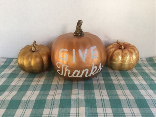 Juego de 3 Calabazas Oro/Cobre Espuma Cepillada Metálica Dar Gracias Decoración Otoño - Imagen 1 de 2