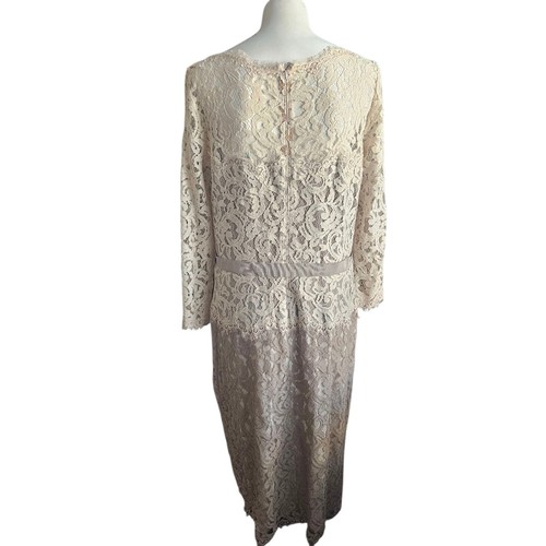Tadashi Shoji Lace ¾ Sleeve Dress with Grosgrain Ribbon Belt 14 Wedding Formal - Picture 5 of 14