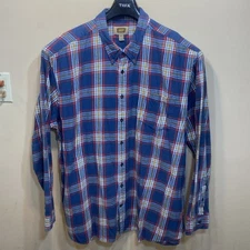 The Foundry Supply Co Shirt Mens 4XLT 4XL Tall Blue Plaid Flannel MidWeight. A55