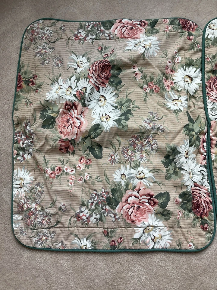 2 fundas de almohada Laura Ashley floral rosa margarita beige rayas Foto 3 de 4