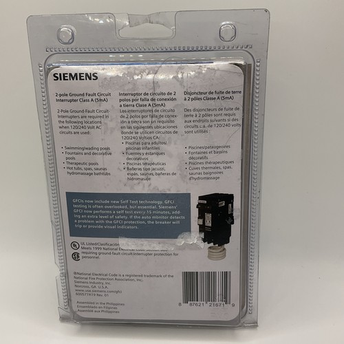 *NEU* Siemens QPF 30-Amp 2-polig Gfci Leitungsschutzschalter, QF230AP - Bild 2 von 2
