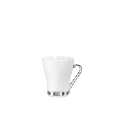 Bormioli Rocco Cappuccino Opal Mugs with Stainless Steel Handle, Set of 4, 7.5oz