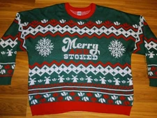 Dutch Bros Brothers Merry and Stoked Christmas Ugly Sweater Mens Oversized EUC 