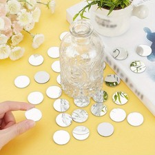 1bag about 200pcs Mini Size Round Mirror Adhesive Small Glass Mirror Tiles