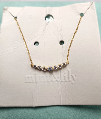 Mint & Lily 18K Gold Plated Classic Arc CZ Necklace 16''+2'' Sterling Silver