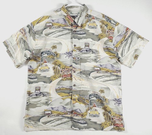 Vintage Robert Stock Hemd Herren Large Grau California Kurzarm Regular Fit
