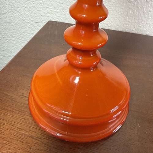Candelabro Northwood #708 1920 vidrio elástico coral husillo opaco rojo naranja - Imagen 4 de 12