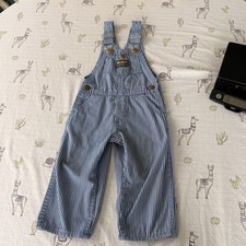 Vintage OshKosh B'Gosh Railroad Pinstripe Vestbak Overalls Size 2T Months USA