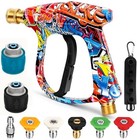 Stubby Pressure Washer Gun 4000 PSI – M22-14mm Inlet, 1/4" QC Outlet + 5 Nozzles