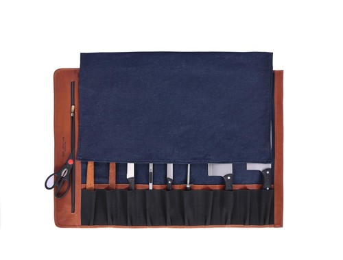 Borsa Porta Coltelli in Pelle, Elastica ed Espandibile 10 Tasche, Regolabile... - Foto 3 di 6