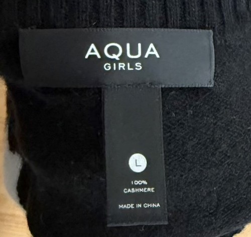 Girl's Aqua Black Star Print Crew Neck Cashmere Sweater Size L - Picture 5 of 5