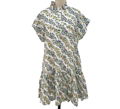 Oliphant Cap Sleeve Dress Womens Medium Lupina Periwinkle Floral - Picture 4 of 12