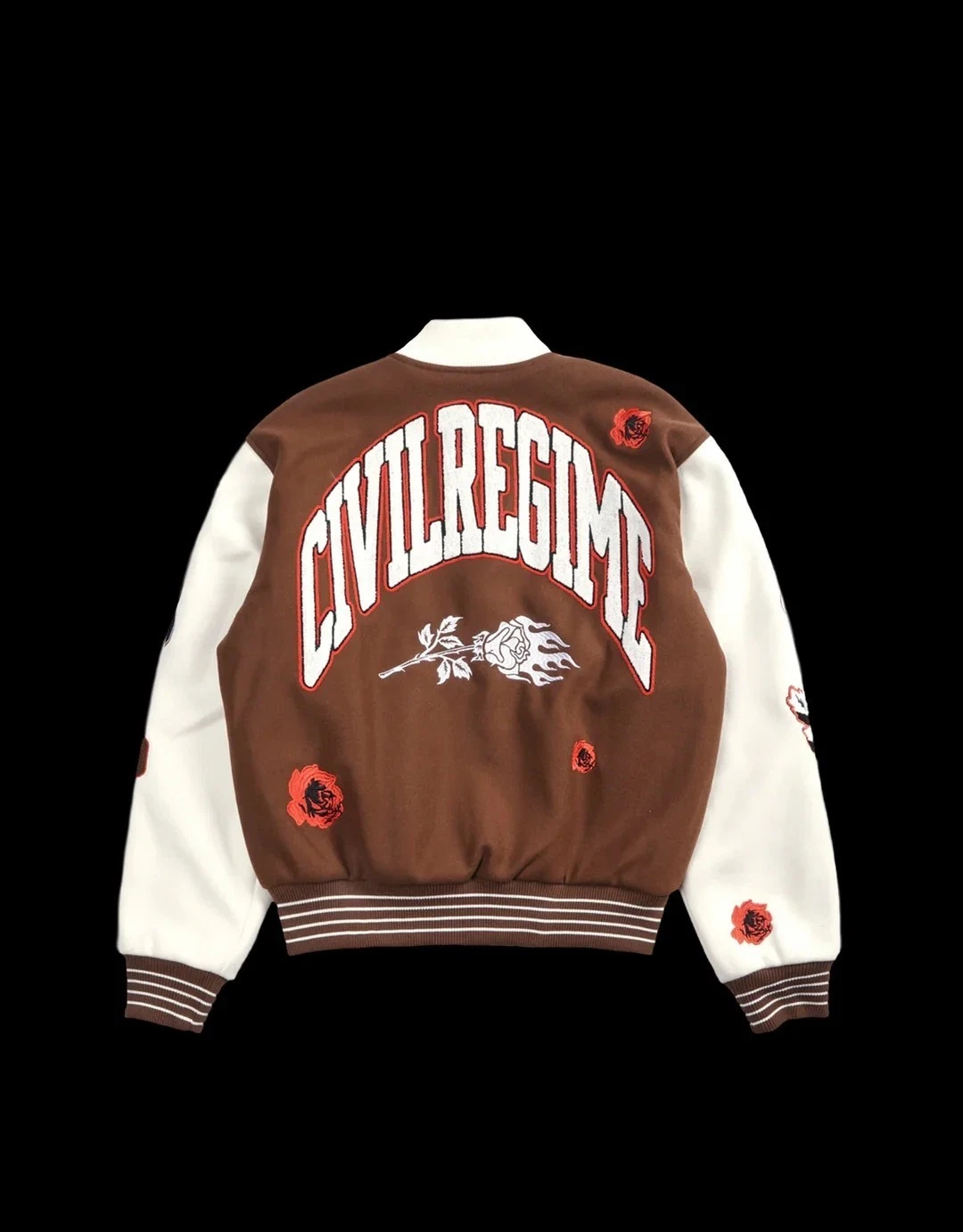 Civil Regime Rose Garden Letterman Jacket in Butter/Reaper Brown - product detail image 2
