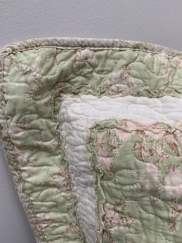 Luxus Patchwork großer Kissenbezug grün creme 22 cm quadratisch wendbar - Bild 2 von 11