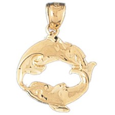 Dolphin Charm Pendant 14k Gold
