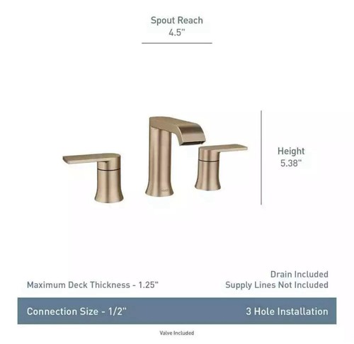 Moen Genta 84763SRN 8 Zoll Breite 2 Griff Bad Wasserhahn Nickel gebürstet - Bild 4 von 6