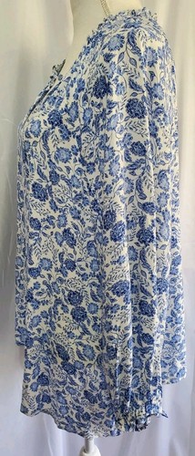 Old Navy Damen Bauernbluse XXL blau Blumenmuster Tunika Cottagecore feminin - Bild 5 von 11