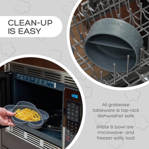 Baby-Fütterungsset - Silikonteller, Schüsseln und Saugplatten, 4-teiliges Set, grau - Bild 6 von 10