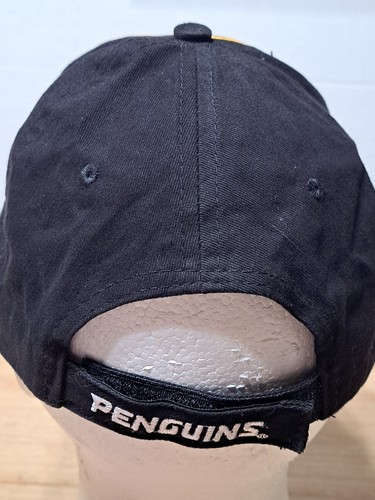 Gorra de los Pittsburgh Penguins gancho y bucle ajustable SGA NHL rayas negras amarillas - Imagen 6 de 11