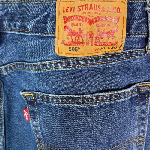 Levi Strauss & Co 505 Jeans Mens W36 L30 Regular Fit Blue Denim Pants - Picture 2 of 8