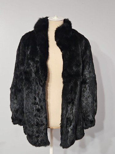 Women's Unbranded Black Rabbit Fur Coat Pre-owned Medium - Picture 2 of 14