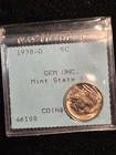 1938-D 5c Buffalo Nickel Gem Unc David Hall Flip