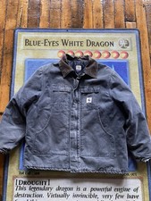 VTG Carhartt C26 Gray Mens XL Quilt Lined Work Barn Chore Jacket Detroit J97