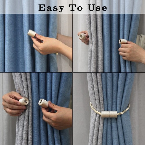 2 Pack Beige Strong Magnetic Curtain Tiebacks Outdoor Elegant Decorative Tie ... - 第 4/6 張圖片