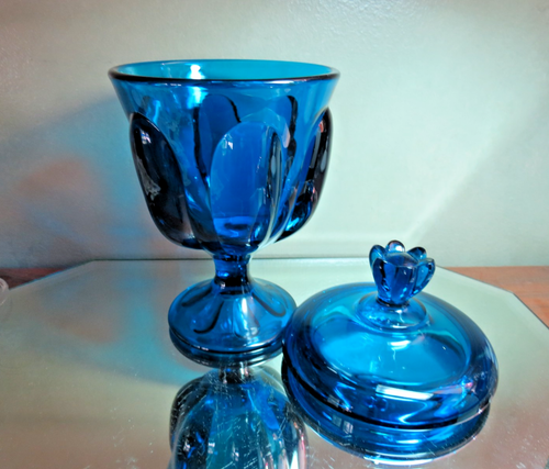 Wikinger Glas MCM Bluenique #1437 10" Epic 6 Blütenblätter bedeckt Bonbonglas