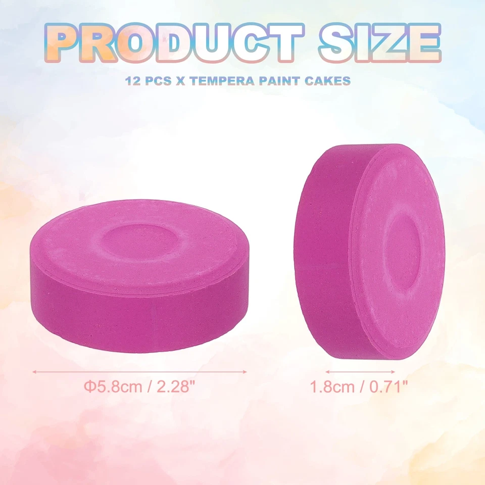 12 Pcs Washable Tempera, 2.3"x0.7" Large Tempera Paint Cakes, Rose Purple Foto 2 de 4