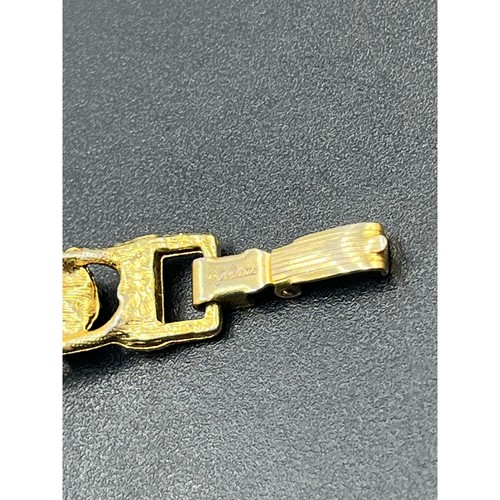 Goldette N.Y. Vintage Mondstein Glas Cabochon goldfarbenes Gliederarmband 7,5 Zoll - Bild 9 von 11