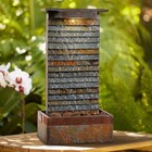 Stave Slate Stone 19" High Rustic Modern Fountain with LED Light
