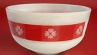 Vintage FEDERAL Milk Glass Casserole Bowl GINGHAM FLOWER Checks