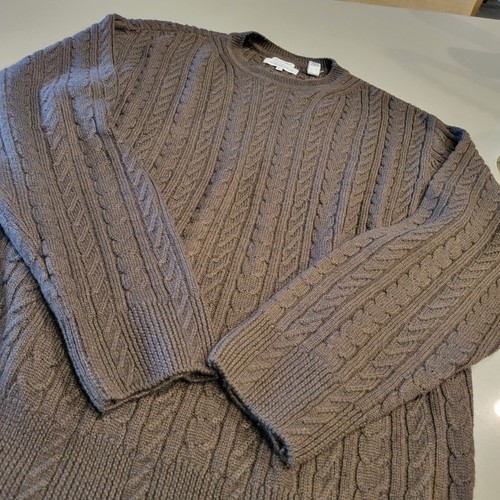 Alex Cannon Choc Cable Knit Sweater Italian Yarn 50/50 Merino Wool, Acrylic Sz L - Picture 2 of 10
