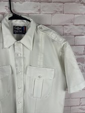 US Navy Flying Cross Uniform Shirt Mens XL White Short Sleeve Button Pockets