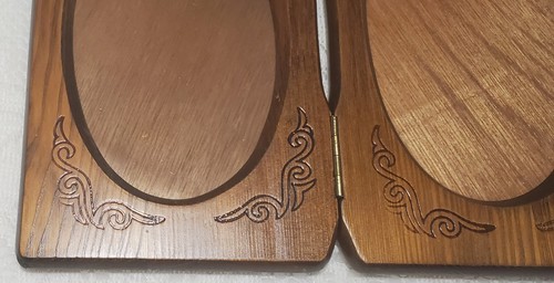 Holz Doppel Bilderrahmen stehend oder hängend doppelt oval Tischplatte Holz Vintage - Bild 4 von 15