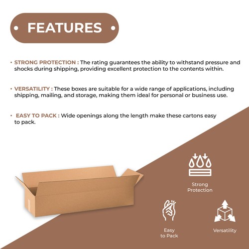 25 Pack 24x8x6" Long Corrugated Shipping Boxes ECT-32 Brown Packing Cartons - Picture 4 of 6