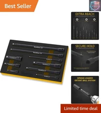 9 Piece Chrome Vanadium Socket Extension Set with Black Phosphate Finish