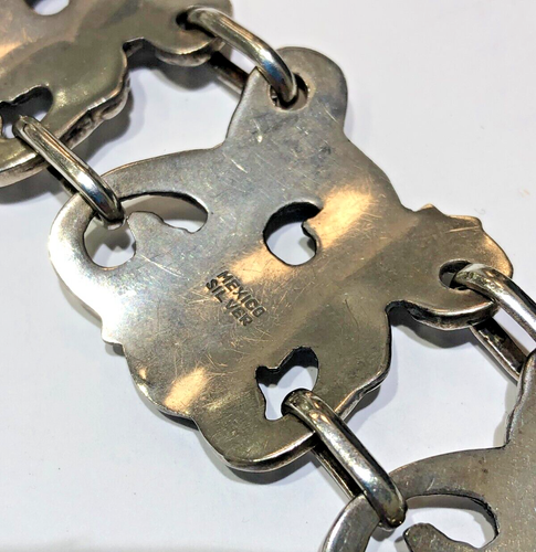 Vintage Mexico Silver Bird Figural Bracelet- size 6.5"- 64 gram - Picture 10 of 21